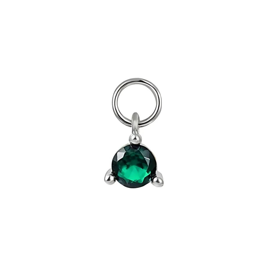 Emerald Mini Earring Charm - Silver