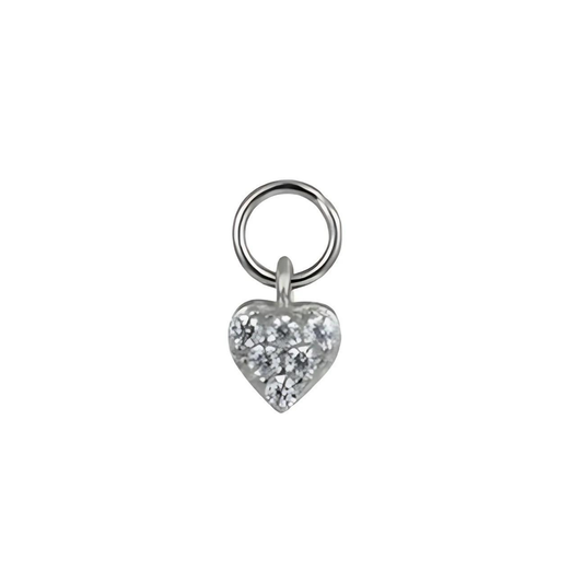 Pavé Heart Mini Earring Charm - Silver