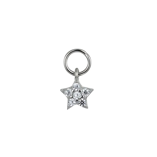 Pavé Star Mini Earring Charm - Silver