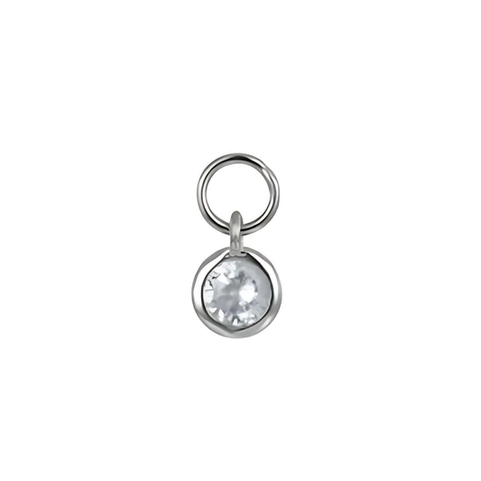 Crystal Droplet Mini Earring Charm - Silver