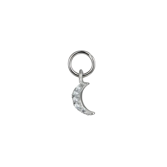 Pavé Moon Mini Earring Charm - Silver