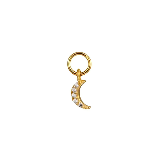 Pavé Moon Mini Earring Charm - Gold