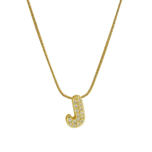 Mini Bubble Letter Necklace - J