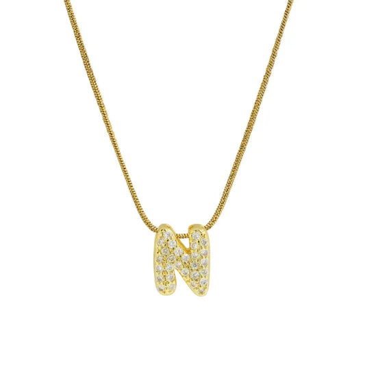 Mini Bubble Letter Necklace - N