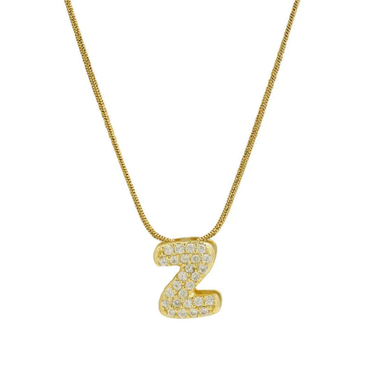 Mini Bubble Letter Necklace - Z