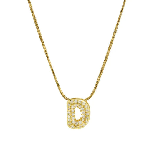 Mini Bubble Letter Necklace - D